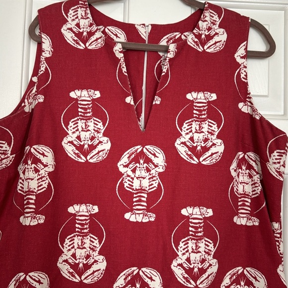 Love, Lilly Lobster Dress V Front, Zip Back, Side Slit Pockets Size 14 EUC - Picture 2 of 5